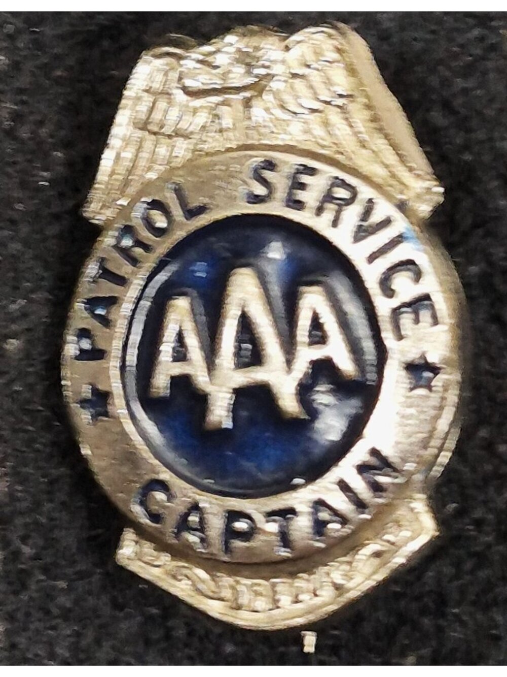 Vintage AAA Patrol Service Captain Badge With Blue Enamel Accents